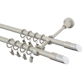 Garnýž Garnýž kovová 240 cm rýhovaná dvouřadá - dvojitá 16 Piza II double chrom mat