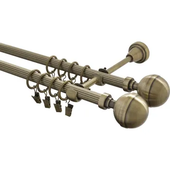 Garnýž kovová 400 cm rýhovaná dvouřadá - dvojitá 16 Kalisto double mosaz