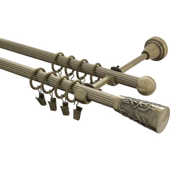 Garnýž kovová 400 cm rýhovaná dvouřadá - dvojitá 16 Sevilla mosaz