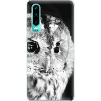 Pouzdro na mobilní telefon Silikonové pouzdro iSaprio - Huawei P30 - BW Sova (Odolný silikonový kryt, obal, pouzdro iSaprio - Huawei P30 - BW Sova - skvělá ochrana a pružnost, stylový UV potisk, lehkost, tiskne se v České republice)