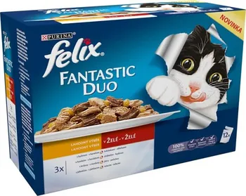Krmivo pro kočku Purina Felix Fantastic Duo Multipack masový výběr 12 x 100 g