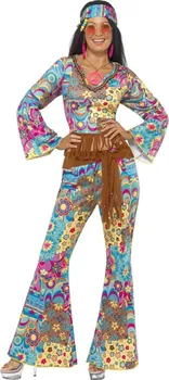 Karnevalový kostým Smiffys Hippies kalhotový kostým dámský květinový