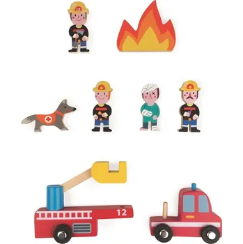 Dřevěná hračka Janod Hasiči Mini Story Dřevěná pohádka (Janod stavebnice)