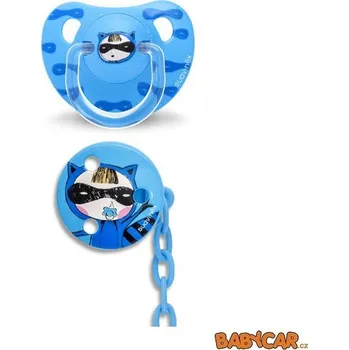 SUAVINÉX latexový dudlík ANATOMICKÝ +6m + klip na dudlík KULATÝ Kočka/Modrá DOPRODEJ!