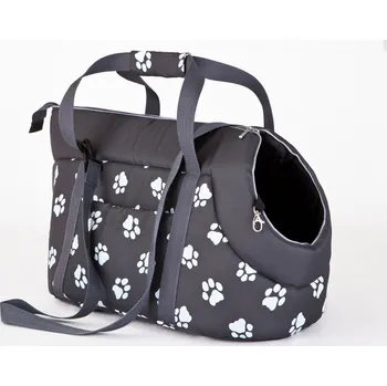 Taška pro psa a kočku DOGGY Taška pro psa cestovní - šedá a packy VELIKOST: Pro mini/malého psa (vel. R2) - 50 x 25 cm-