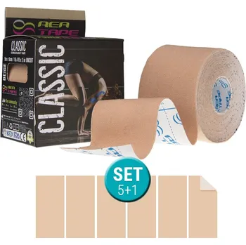Tejpovací páska REA TAPE Classic béžový set 5 + 1 zdarma
