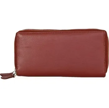 Peněženka Dvojzipová tmavě červená kvalitní kožená peněženka HMT