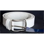 Italský bílý kožený opasek šířka 35 mm, délka 115 cm