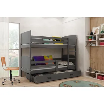 Postel ImportWorld Dětská patrová postel Evžen - 2 osoby, 80x190 s úložným prostorem – Grafitová, Grafit