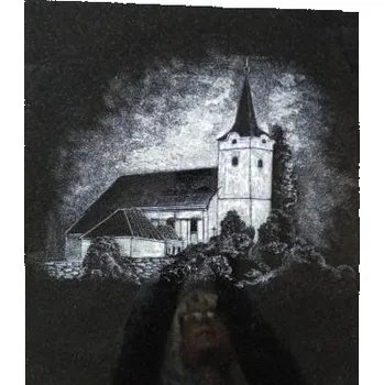 Smuteční dekorace Gravírování - kostel velikost cca 20 x 25 cm