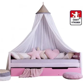 Postel Masivní dětská postel Benjamin Bubbles 90x200cm s nebesy a přistýlkou - výběr odstínů