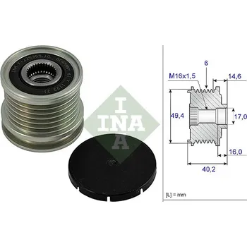 Alternátor Předstihová spojka INA 535 0001 10