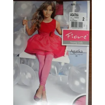 AGATKA 60den-leginy FIORE white-bílé 140-146 (dětské vzorované leginy s elastanem)