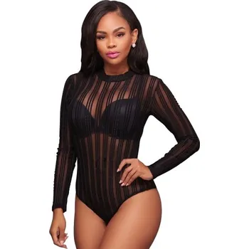 Dámské erotické body VšeNaSex.cz Dámské Body Black Striped Mesh Bodysuit Velikost: M (40-42)