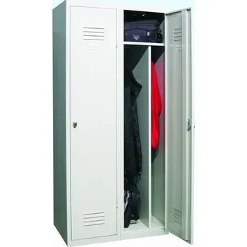 Kovová šatní skříň A5050 s mezistěnou 1800x800x500 Barvy skříní	 šedo-červená RAL3000