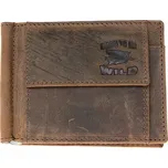 Hnědá kožená peněženka dolarovka Born to be Wild se žralokem