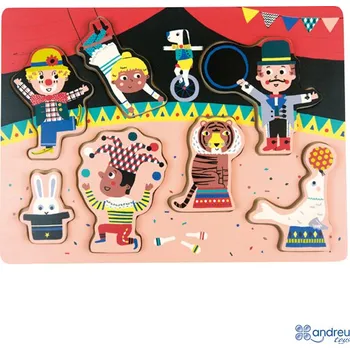 andreu toys Dřevěná vkládačka "Cirkus- 7 ks