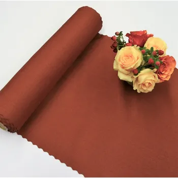 Teflonová šála v metráži - 368 - hnědá 38 zakončení vlnkou