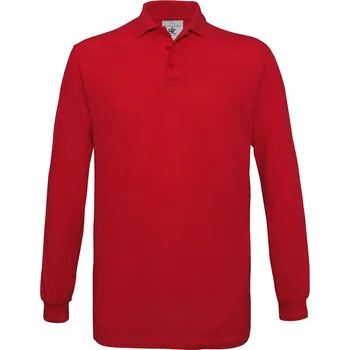 Pánské tričko Pánské polo tričko B&C Safran s dlouhým rukávem - červené, S
