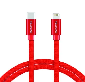 Datový kabel Swissten USB-C/Lightning 1,2 m červený