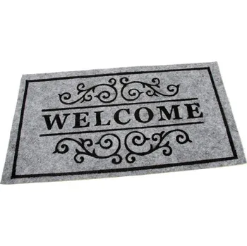 Rohožka Šedá textilní vstupní čistící vnitřní rohož Welcome - Deco, FLOMAT - délka 33 cm, šířka 58 cm a výška 0,3 cm