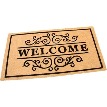 Rohožka Béžová textilní vstupní čistící vnitřní rohož Welcome - Deco, FLOMAT - délka 33 cm, šířka 58 cm a výška 0,3 cm