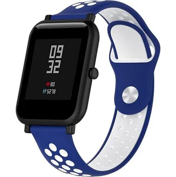 eses Silikonový dírkovaný řemínek - Modro bílý, 20 mm