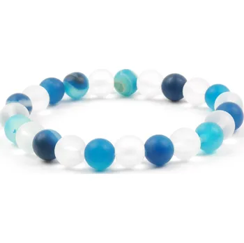 Náramek Moni dámský náramek achát modrý křišťál matný