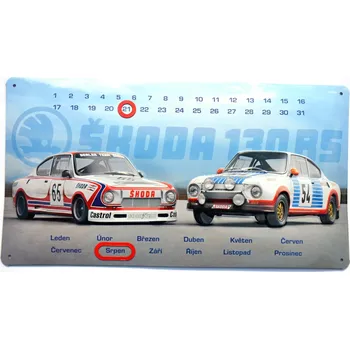 Kalendář PLECHOVÁ CEDULE ŠKODA 130 RS KALENDÁŘ