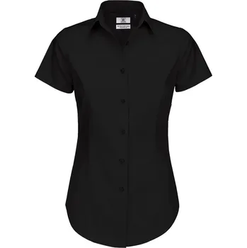 Dámská košile Košile dámská B&C Elastane s krátkým rukávem - černá, XS