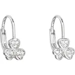 Stříbrné náušnice visací se zirkonem bílé srdce 11209.1