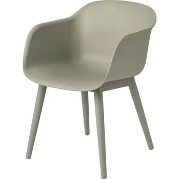 Jídelní židle Muuto Židle Fiber Armchair Wood Base, dusty green