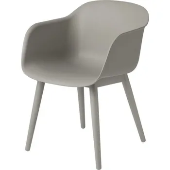 Jídelní židle Muuto Židle Fiber Armchair Wood Base, grey