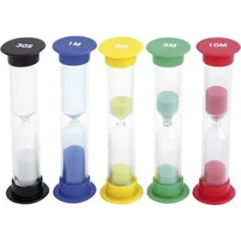 Dřevěná hračka Přesýpací hodiny - více variant EDU 5ks - 30sek., 1,3,5 a 10min. 9cm