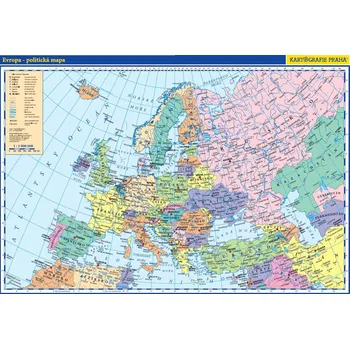 Evropa: školní nástěnná politická mapa 1:5 000 000 - Kartografie Praha (2017, laminovaná s dřevěnými lištami)