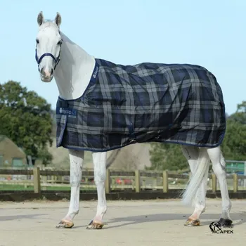Vybavení pro koně Stájová deka Bucas -CELTIC STABLE EXTRA 300G- - Modré káro - 135cm