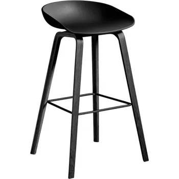 Barová židle HAY Barová stolička AAS 32 High Black Lacquered Oak Veneer, black