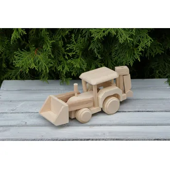 Dřevěná hračka Dřevěný čelní nakladač, bagr
