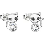 Stříbrné náušnice pecka s krystaly Swarovski bílá kočka 31250.1