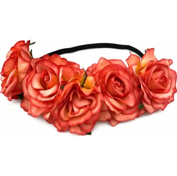 Karnevalový doplněk Květinová čelenka růže oranžová
