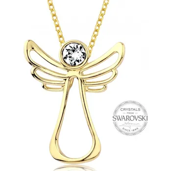Náhrdelník Pozlacený přívěsek anděl Happy Crystal (Andělíček s krystalem Swarovski)
