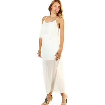 Dámské šaty Glara Dlouhé volné šifonové šaty na úzká ramínka 476145