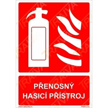 Značení Přenosný hasicí přístroj I Plastová cedule, 210x148mm Požární značení - Přenosný hasicí přístroj