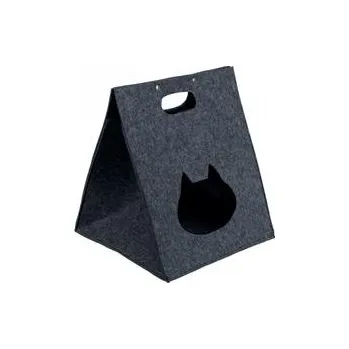 Pelíšek pro kočku Plstěný box/jeskyně ANTONIA antracit 40x48x40 cm