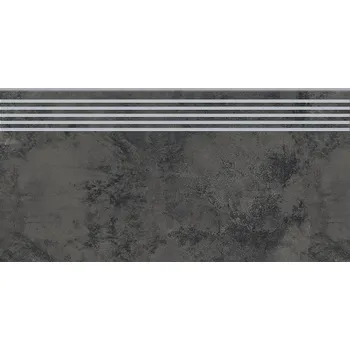 Dlažba Quenos Graphite Steptread - schodovka rektifikovaná 29,8x59,8 šedá matná OD661-081