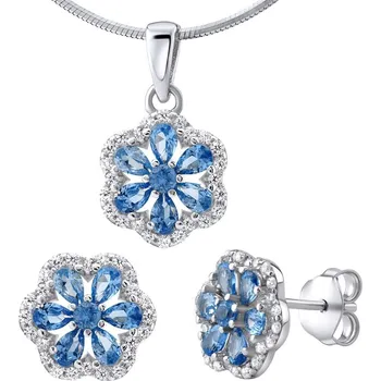 Souprava šperků Stříbrný set šperků - náušnice a přívěsek se syntetickým topazem