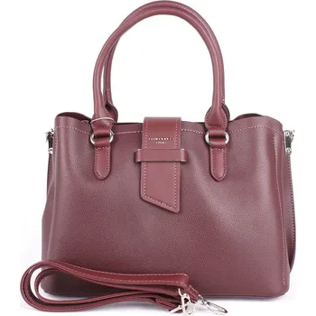 Tříoddílová tmavěčervená (vínová) kabelka do ruky David Jones 6118-2