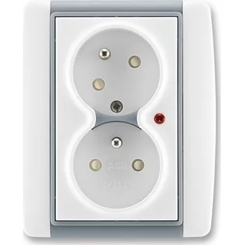 Elektroinstalační materiál Zásuvka dvojnásobná bezšroubová s ochranou před přepětím, 5593E-C02357 04, ABB, Element, bílá / ledová šedá (ABB, Element, bílá / ledová šedá)