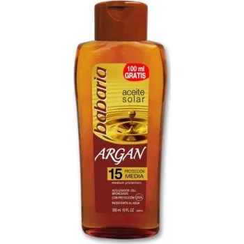 Přípravek na opalování Babaria Sun Aceite Solar Argan Oil Set - Oplavací olej s Arganovým olejem SPF15 300ml + Mléko po opalování Aloe Vera 150ml Dárková sada