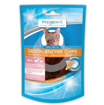 Pamlsek pro kočku Bogadent Dental Enzyme Chips Fish pro kočky 50 g